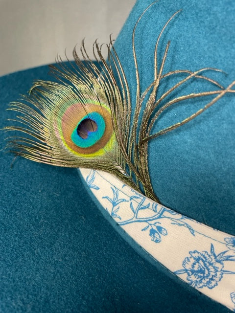 Chapeau BLEU PETROLE FLORAL