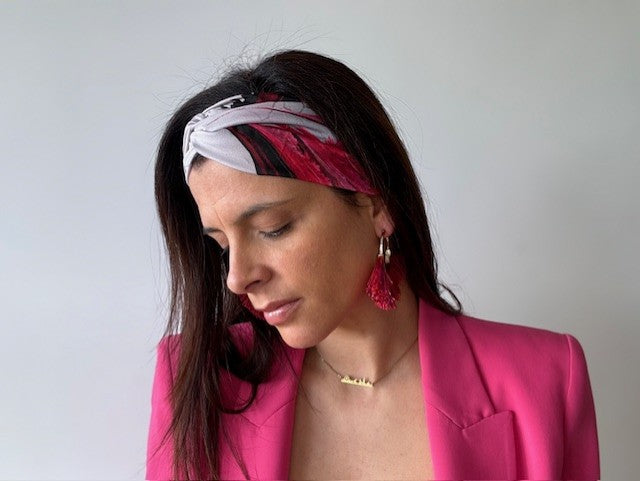 Bandeau gris et rose