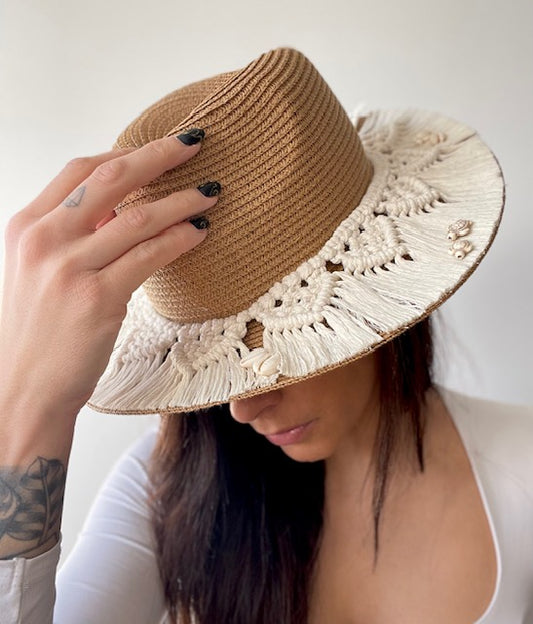 Chapeau MACRAME ET COQUILLAGES