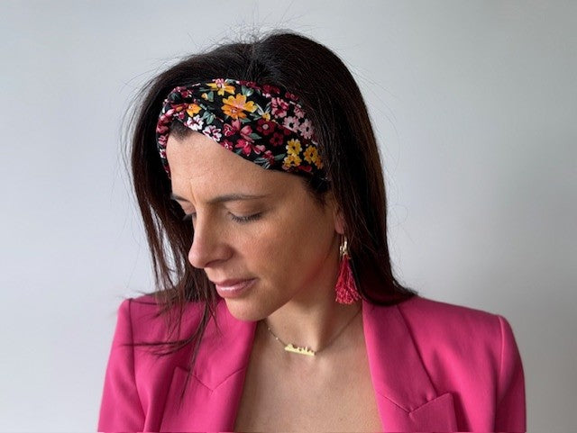 Bandeau noir fleurs