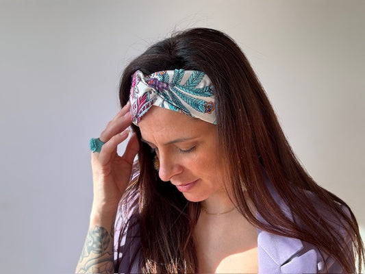 Bandeau blanc et turquoise